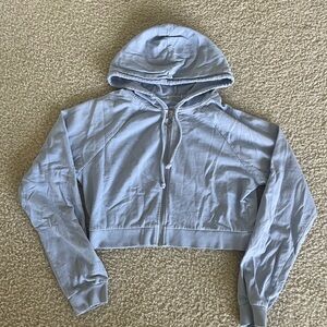 Cropped Light Blue Zip Up
